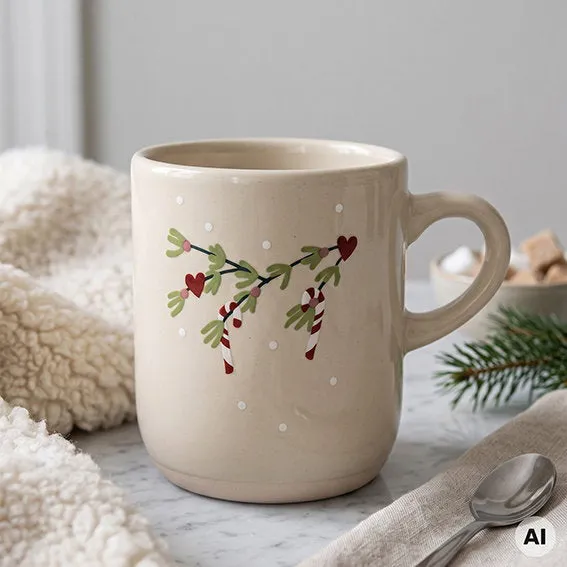 Det Gamle Apotek Mug kameninový hrnek krémový 9 cm