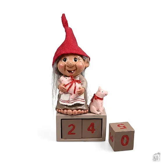 Det Gamle Apotek Grete figurka troll s prasátky červená 15 cm