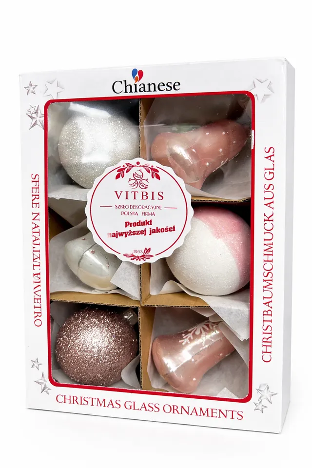 Vitbis Pastelová sada skleněné baňky 6 cm 6 ks