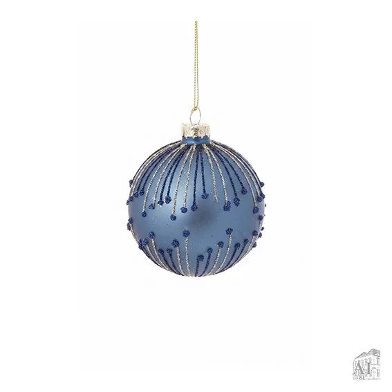 Det Gamle Apotek Blue Christmas bauble skleněná baňka 8 cm