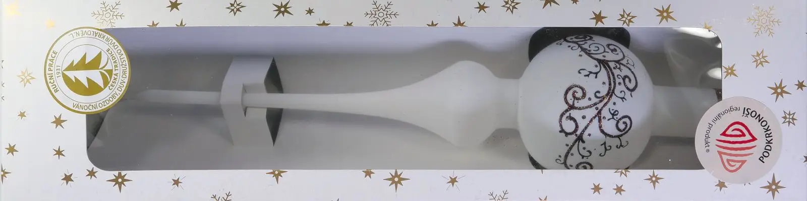 Vánoční ozdoby bílá dekorovaná špice jednokulová