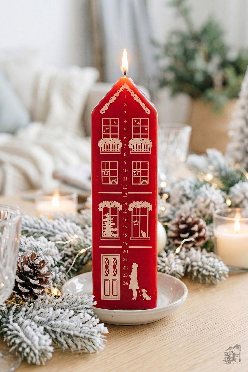 Det Gamle Apotek Calendar candle svíčka červená 20 cm