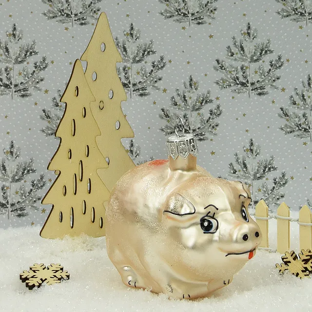 Vitbis Prasátko vánoční baňka 5 cm růžová figurka