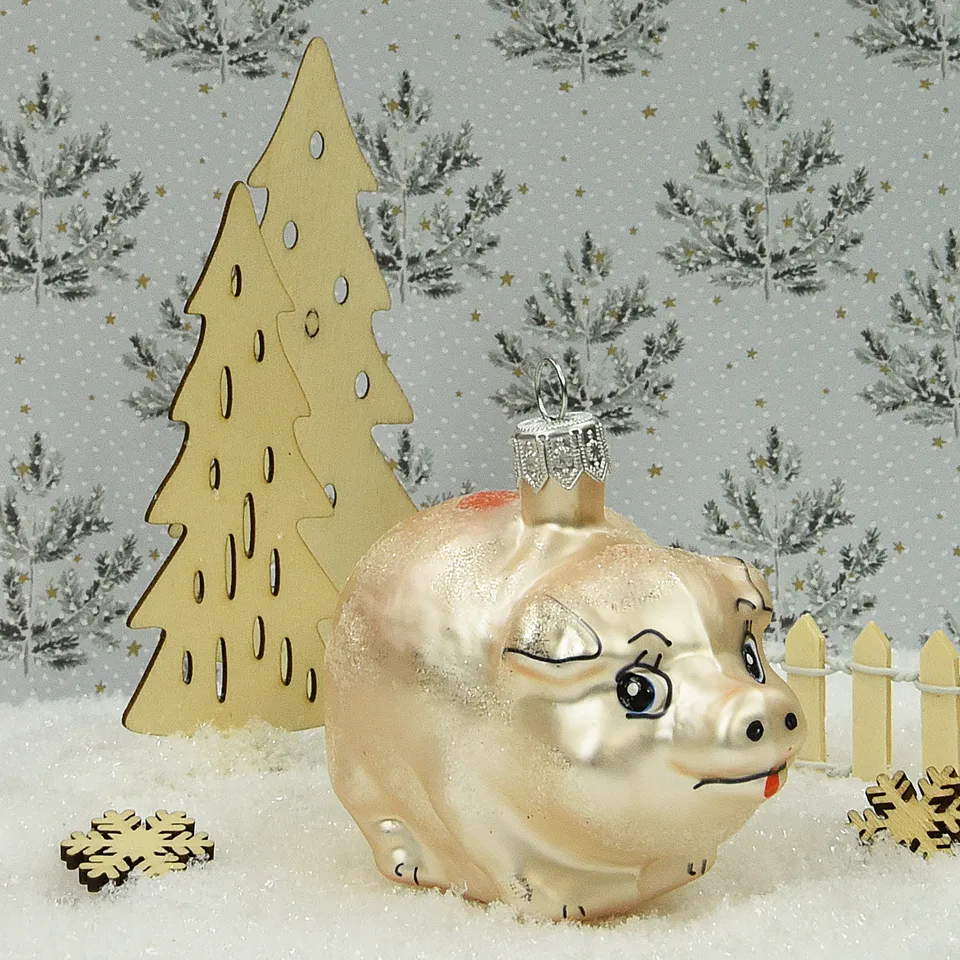 Vitbis Prasátko vánoční baňka 5 cm růžová figurka