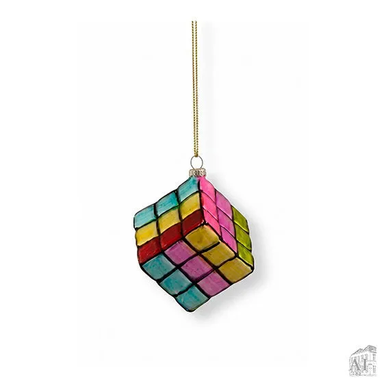 Det Gamle Apotek Rubic cube skleněná ozdoba multicolor 5 cm
