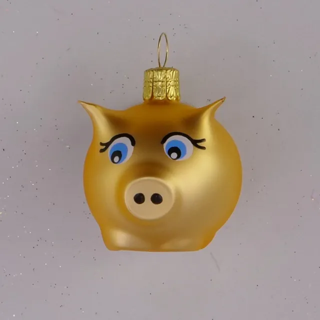 Skleněná vánoční ozdoba prasátko zlaté matné 63249071