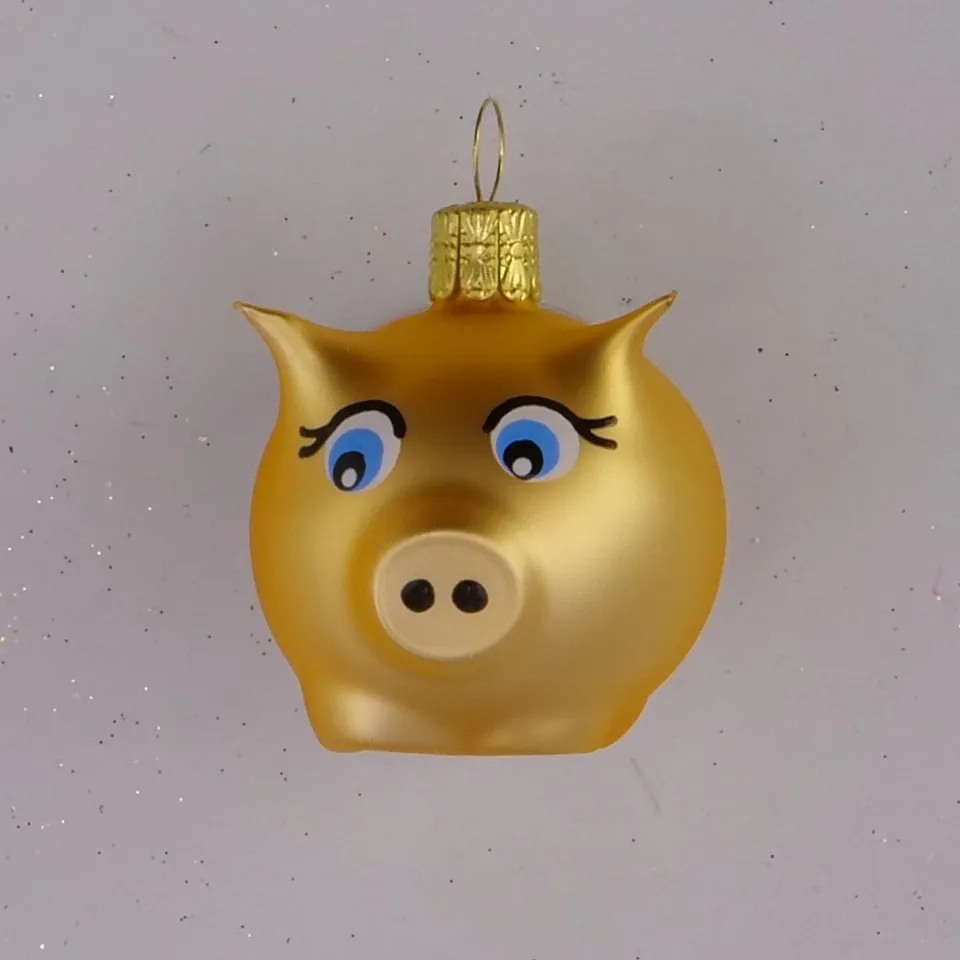 Skleněná vánoční ozdoba prasátko zlaté matné 63249071