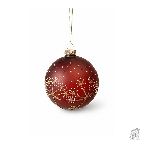 Det Gamle Apotek Ball baňka červená sklo 8 cm
