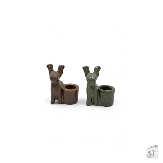Det Gamle Apotek Candle holder keramický svícen zelený 7 cm