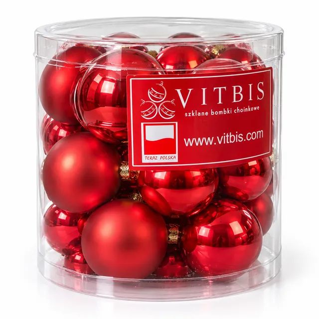 Vitbis červené vánoční baňky 4 cm tuba 20 ks