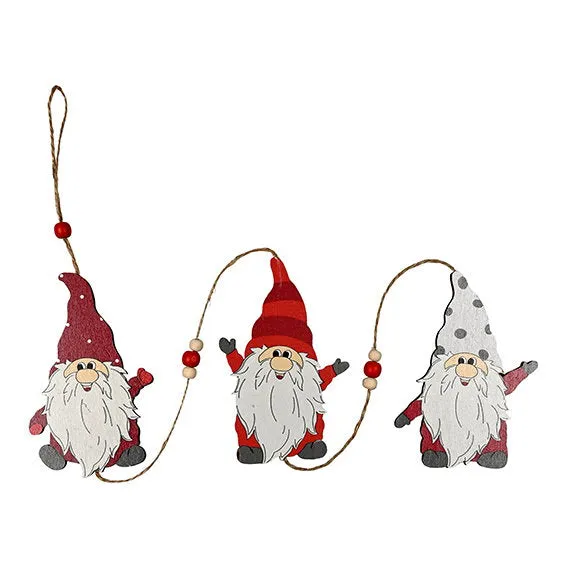 Det Gamle Apotek Santas závěs dřevěný 74 cm 3 ks červený