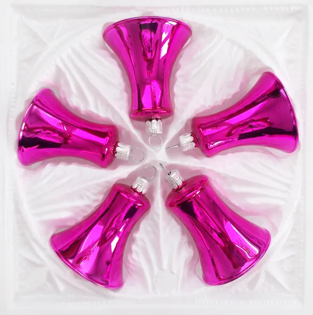 Vánoční ozdoby fuchsiový zvonek skleněná ozdoba lesklá