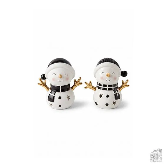 Det Gamle Apotek Snowman svícen na čajovku černý