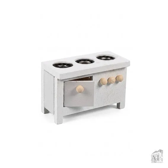 Det Gamle Apotek Stove for gnomes kamínka 4 cm bílé dřevo