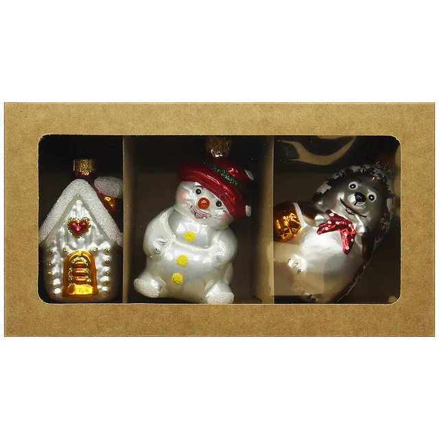 Vitbis Figurky skleněná ozdoba malovaná 8 cm 3 ks