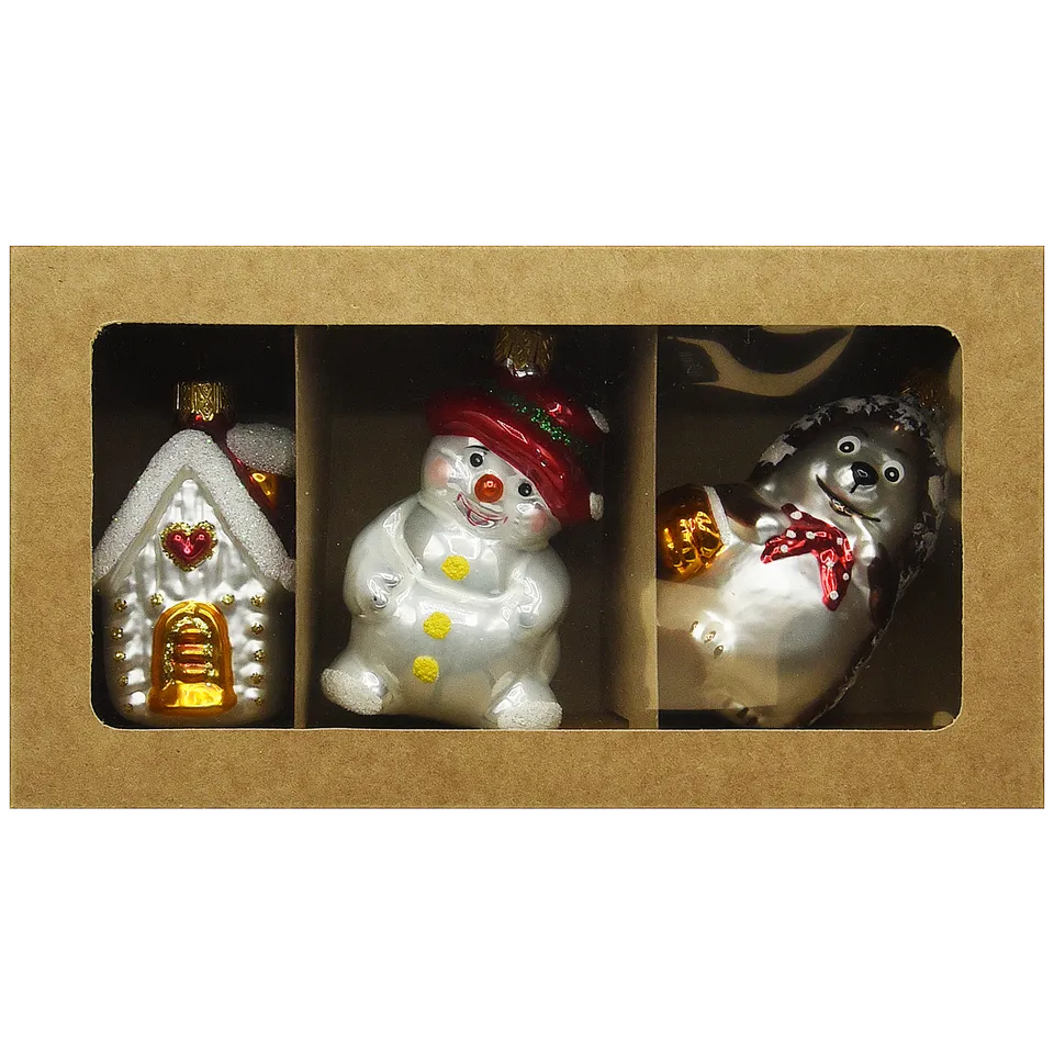 Vitbis Figurky skleněná ozdoba malovaná 8 cm 3 ks