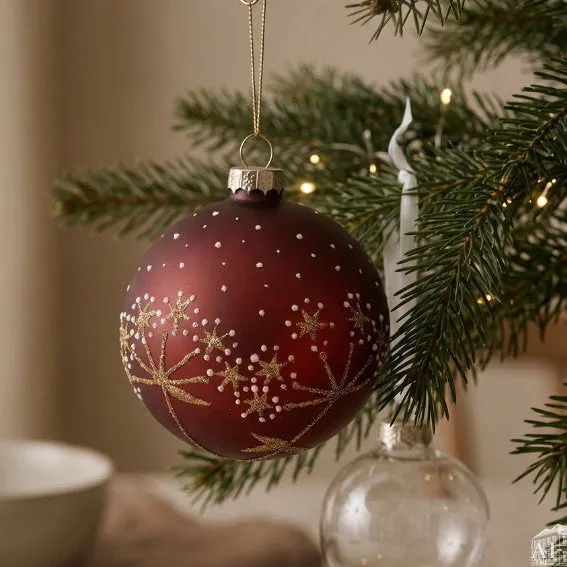 Det Gamle Apotek Ball baňka červená sklo 8 cm