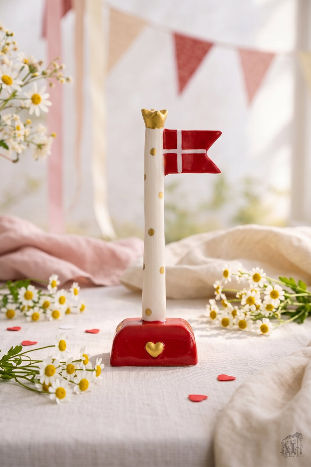 Det Gamle Apotek Flag vlajka červená keramika 18 cm dolomit