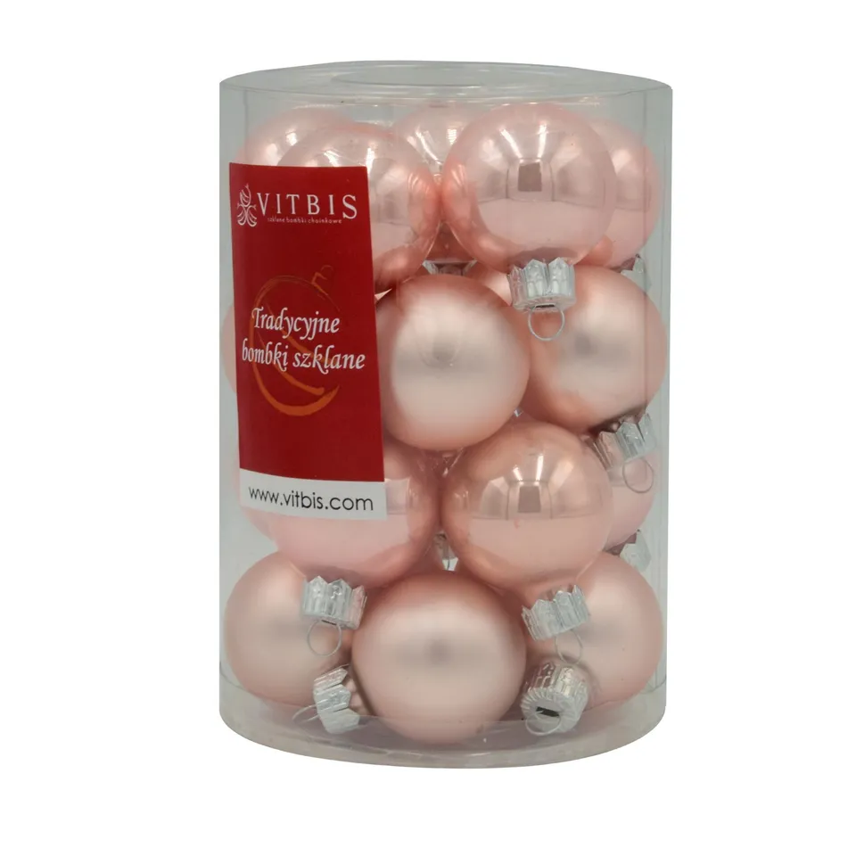 Vitbis růžové vánoční baňky 3 cm 20 ks tuba