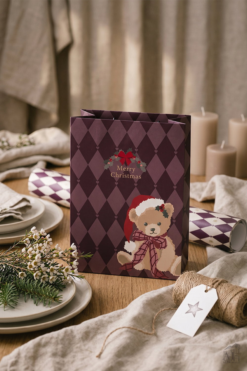 Det Gamle Apotek Giftbag dárková taška 24 cm fialová papír