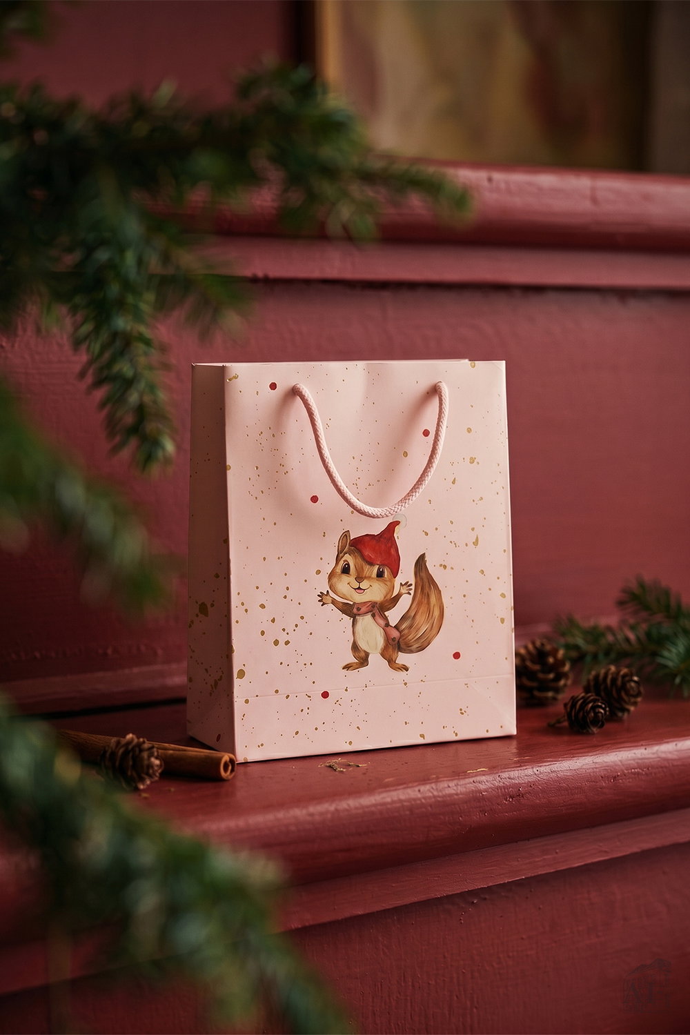 Det Gamle Apotek Giftbag dárková taška 24 cm růžová papír