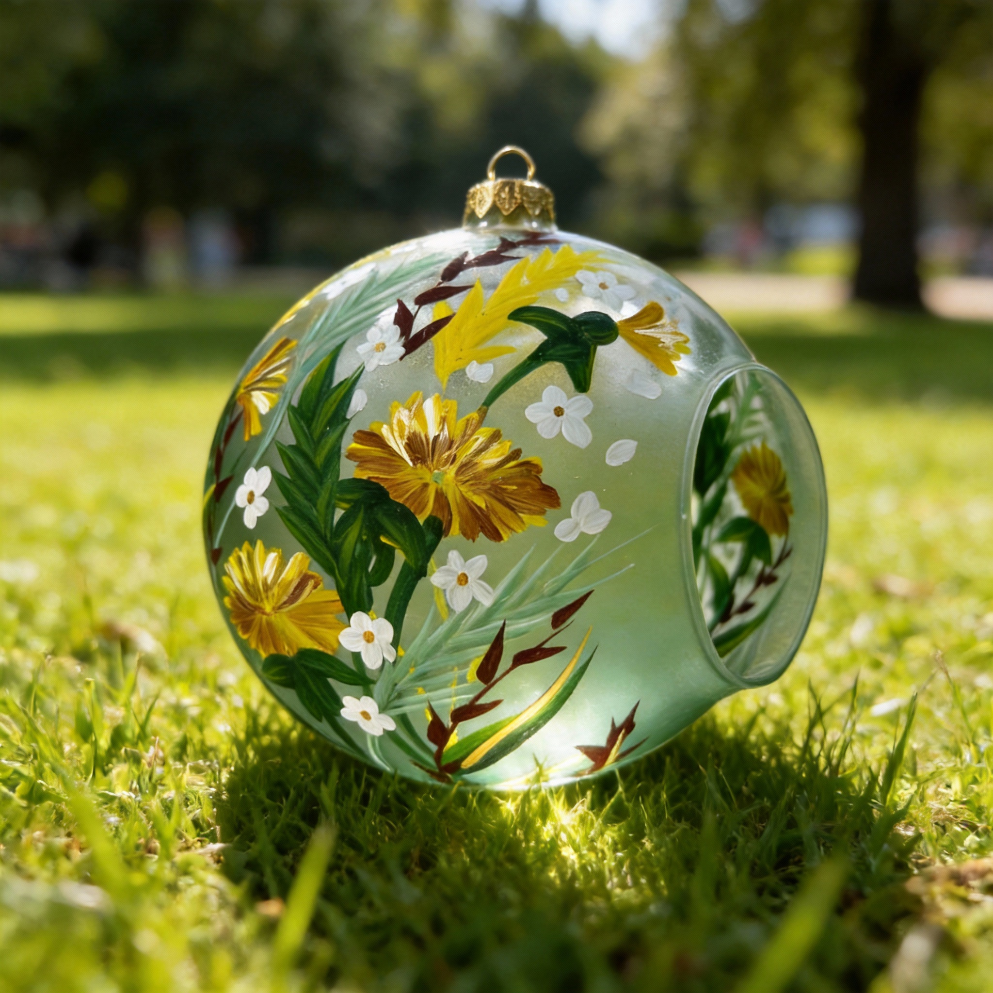 Vitbis Jaro na skle skleněný lampion 15 cm narcisy