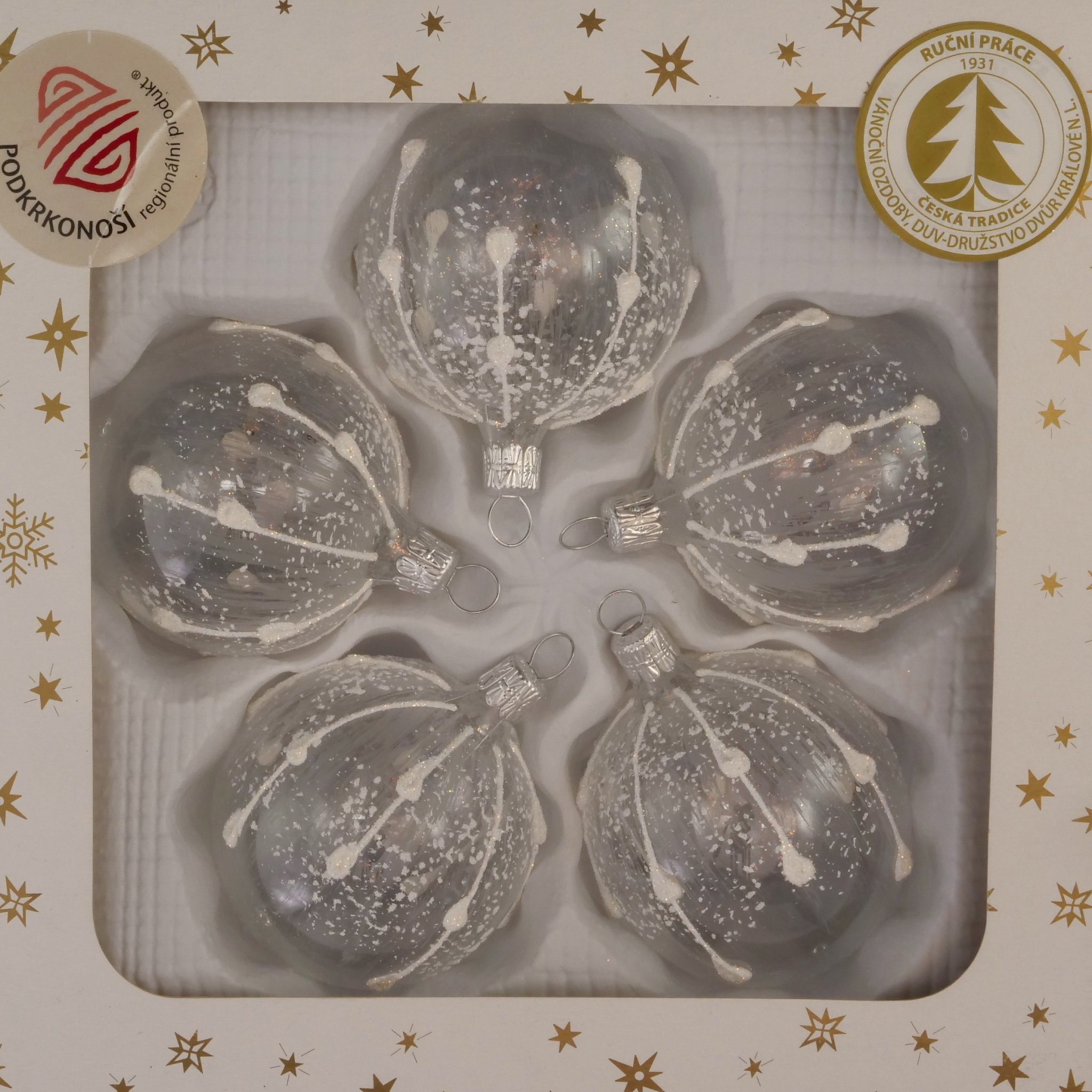 Vánoční ozdoby čirá dekorovaná skleněná koule