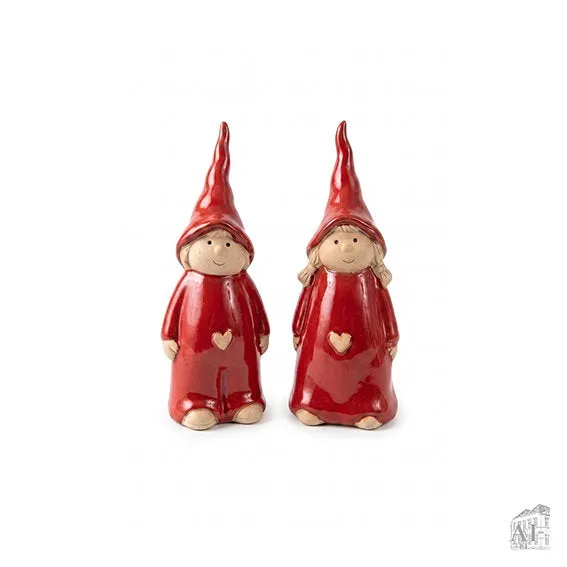 Det Gamle Apotek skřítek porcelánový červený 14 cm