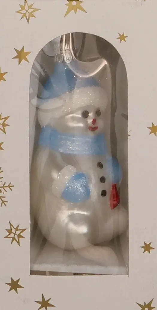 Vánoční ozdoby sněhulák bílý matný skleněný