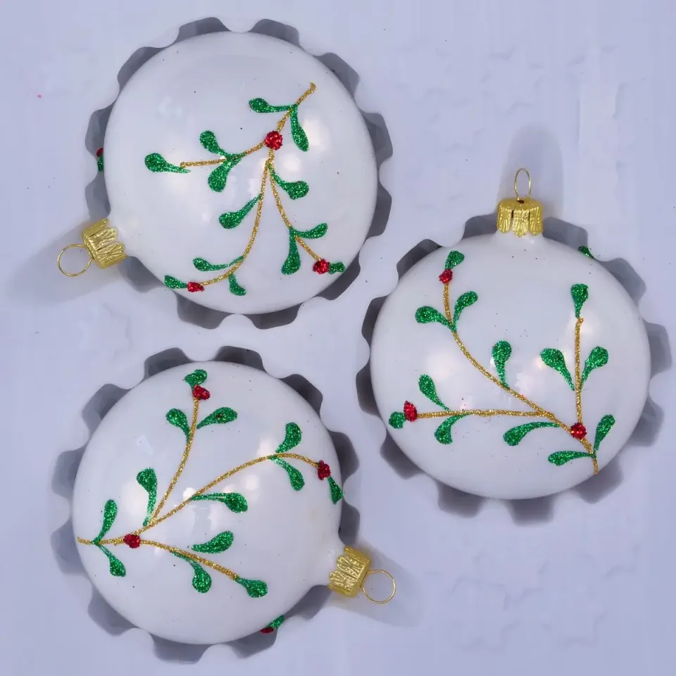 Vánoční ozdoby 11279509 skleněná koule 80 mm bílá
