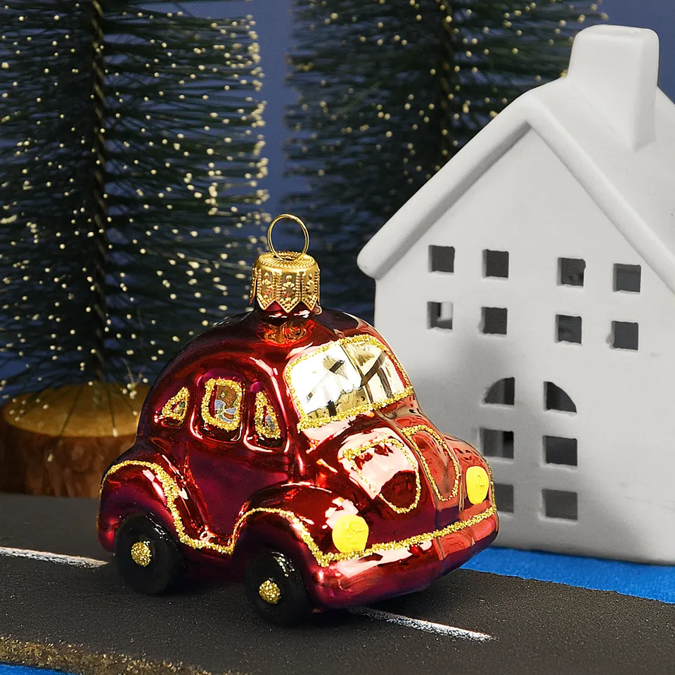 Vitbis Červené auto skleněná baňka 7 cm