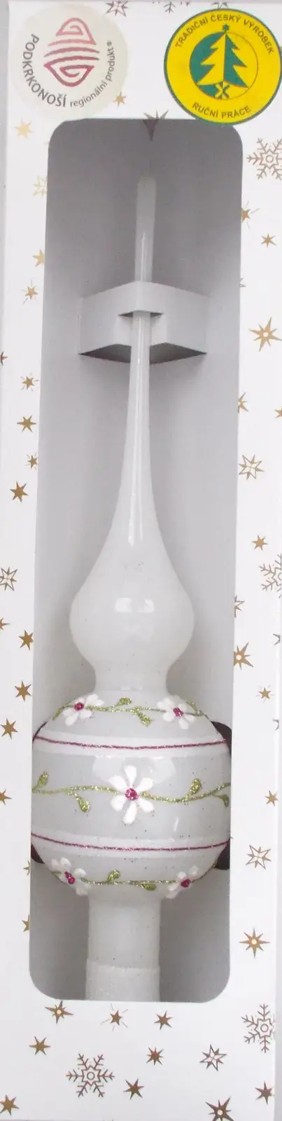 Vánoční ozdoby špice jednokulová bílá porcelánová