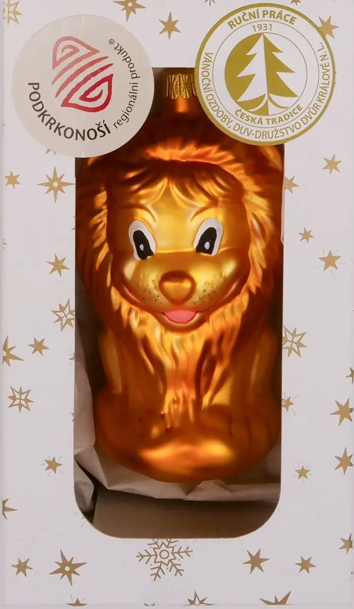 Vánoční ozdoby zlatá matná ozdoba lev