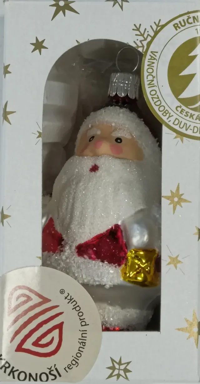 Vánoční ozdoby santa s lucernou bílý matný figura