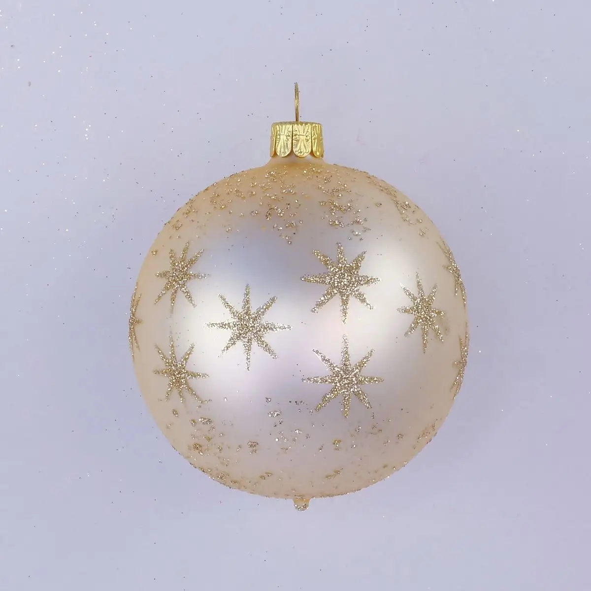 Vánoční ozdoby koule 11249C44 skleněná ozdoba champagne 80 mm