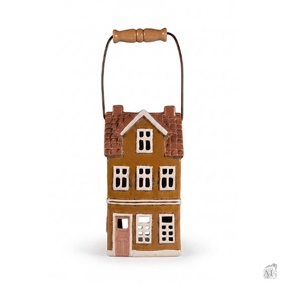 Det Gamle Apotek House svícen domeček žlutý 22 cm
