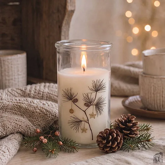 Det Gamle Apotek Candle svíčka ve skle bílá 24 h 10 cm