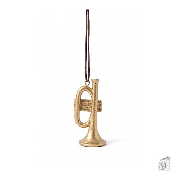 Det Gamle Apotek Trumpet ozdoba zlatá 6 cm