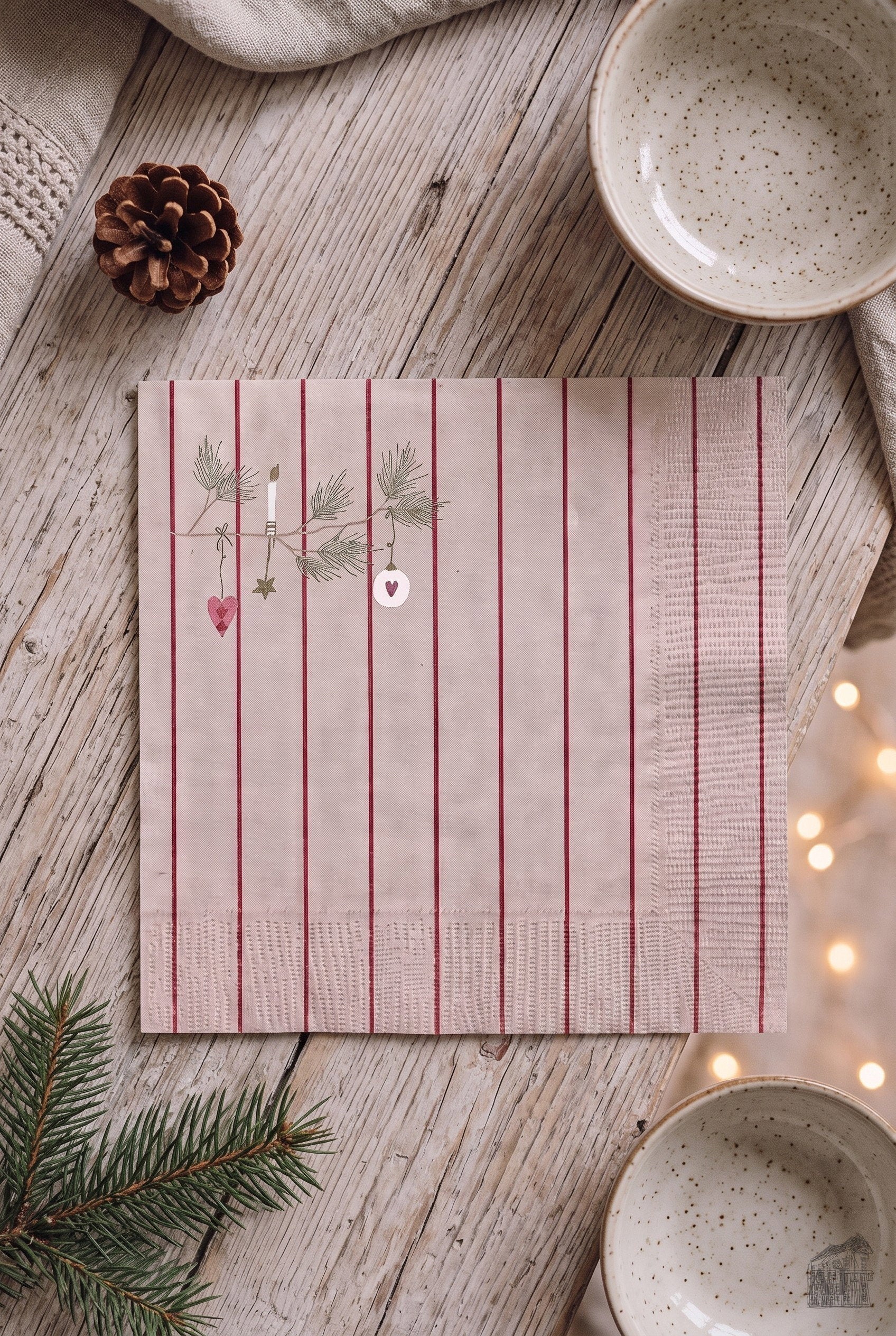 Det Gamle Apotek Napkins vánoční ubrousky béžové 30 cm