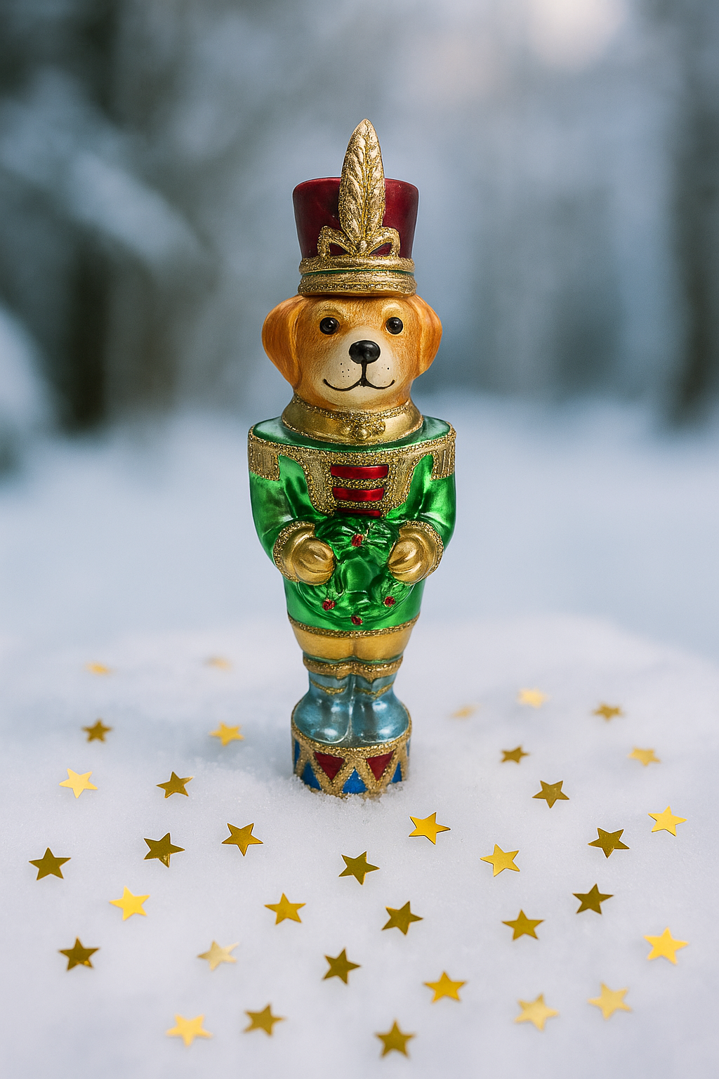 Vitbis Vánoční pes skleněná figurka 18 cm 1 ks ručně malovaná