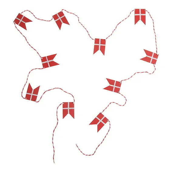 Det Gamle Apotek Danish Flag girlanda dřevěná 10 vlajek