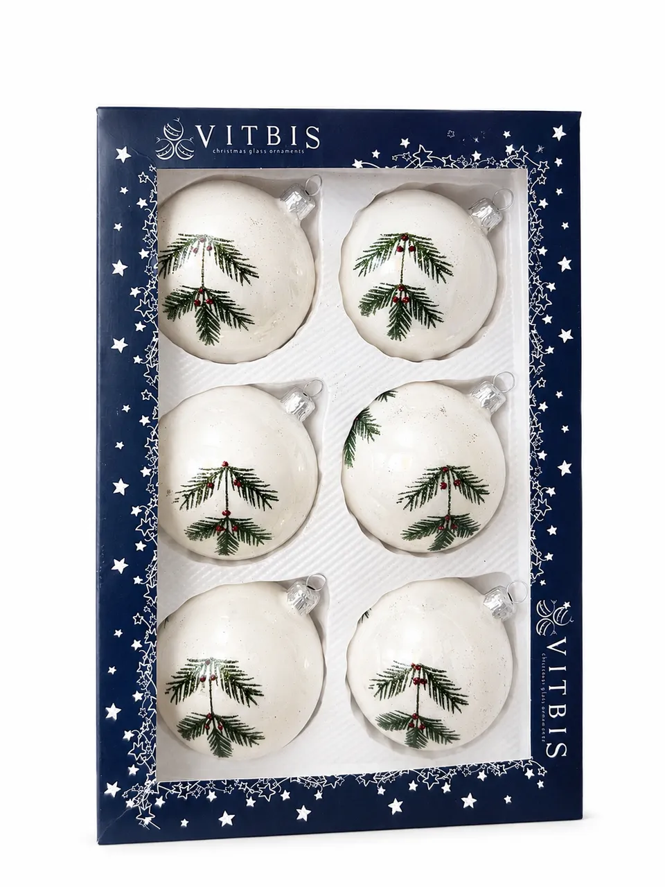 Vitbis Zelený smrk skleněné baňky 6 ks 8 cm