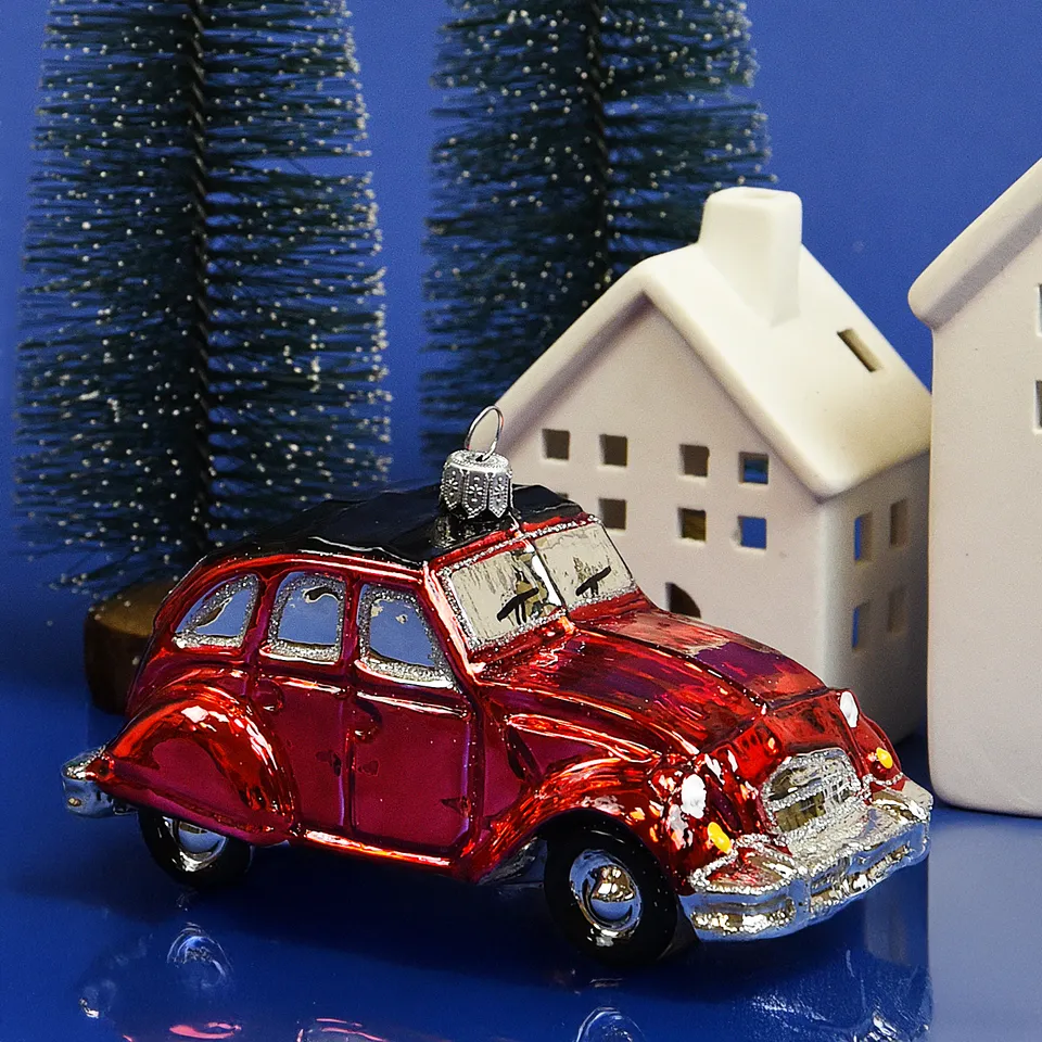 Vitbis Červený Citroen skleněná baňka 6 cm autíčko