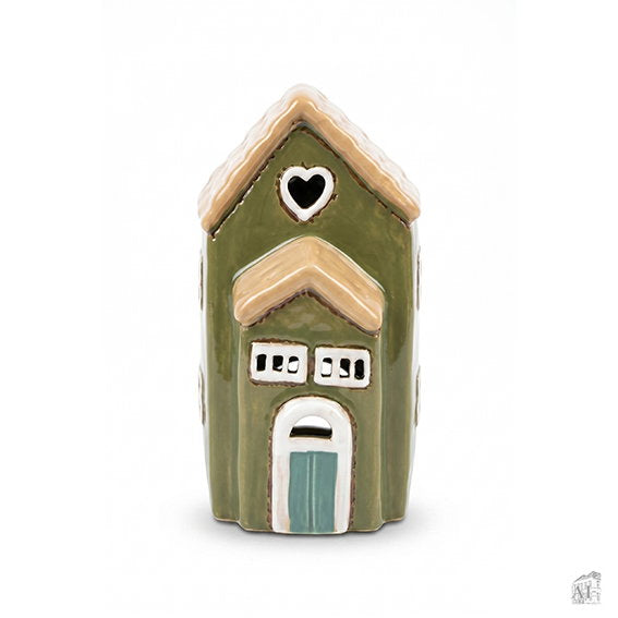 Det Gamle Apotek House for T-light svícen zelený keramický 16 cm