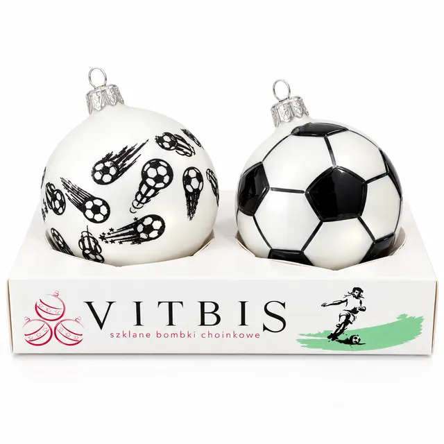 Vitbis Fotbalová sada skleněné baňky 8 cm, 2 ks