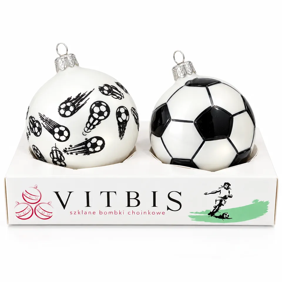 Vitbis Fotbalová sada skleněné baňky 8 cm, 2 ks