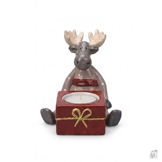 Det Gamle Apotek Moose keramická figurka sob 9 cm červená