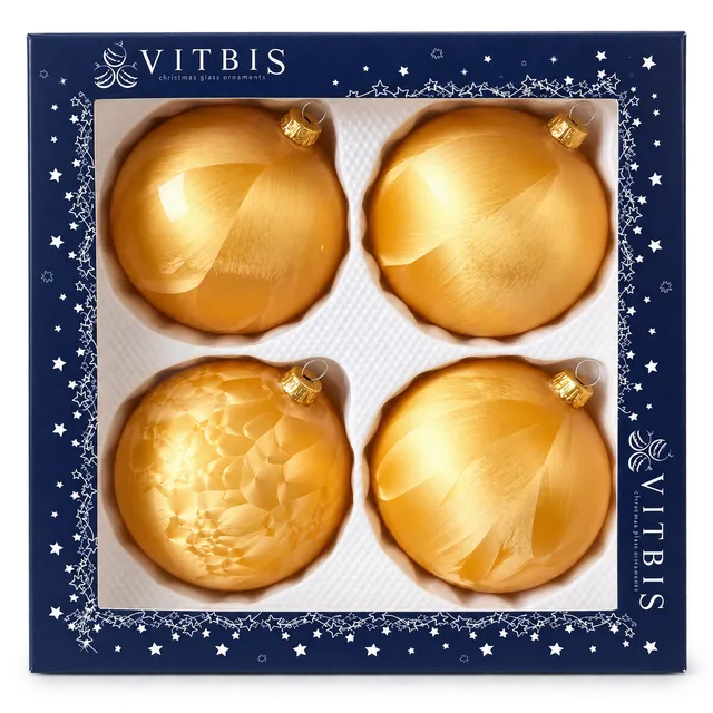 Vitbis Ledové skleněné vánoční baňky 4 ks 10 cm