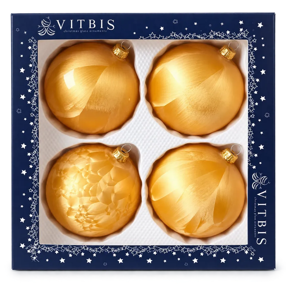Vitbis Ledové skleněné vánoční baňky 4 ks 10 cm