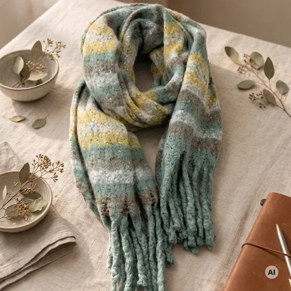 Det Gamle Apotek Scarf šála 180 cm zelená polyester